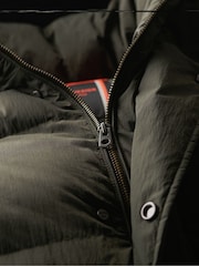 Superdry Olive Green Hooded Longline Puffer Coat - Image 5 of 5