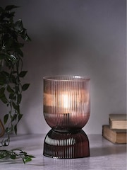 Widdop Brown Battery Operated Curved Glass Lamp - Image 1 of 4