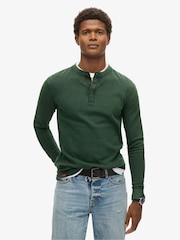 Зеленый - Superdry 100% Хлопок Винтажный текстурированный топ Grandad - Image 1 of 5