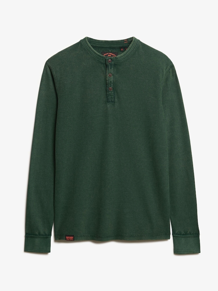 Зеленый - Superdry 100% Хлопок Винтажный текстурированный топ Grandad - Image 5 of 5