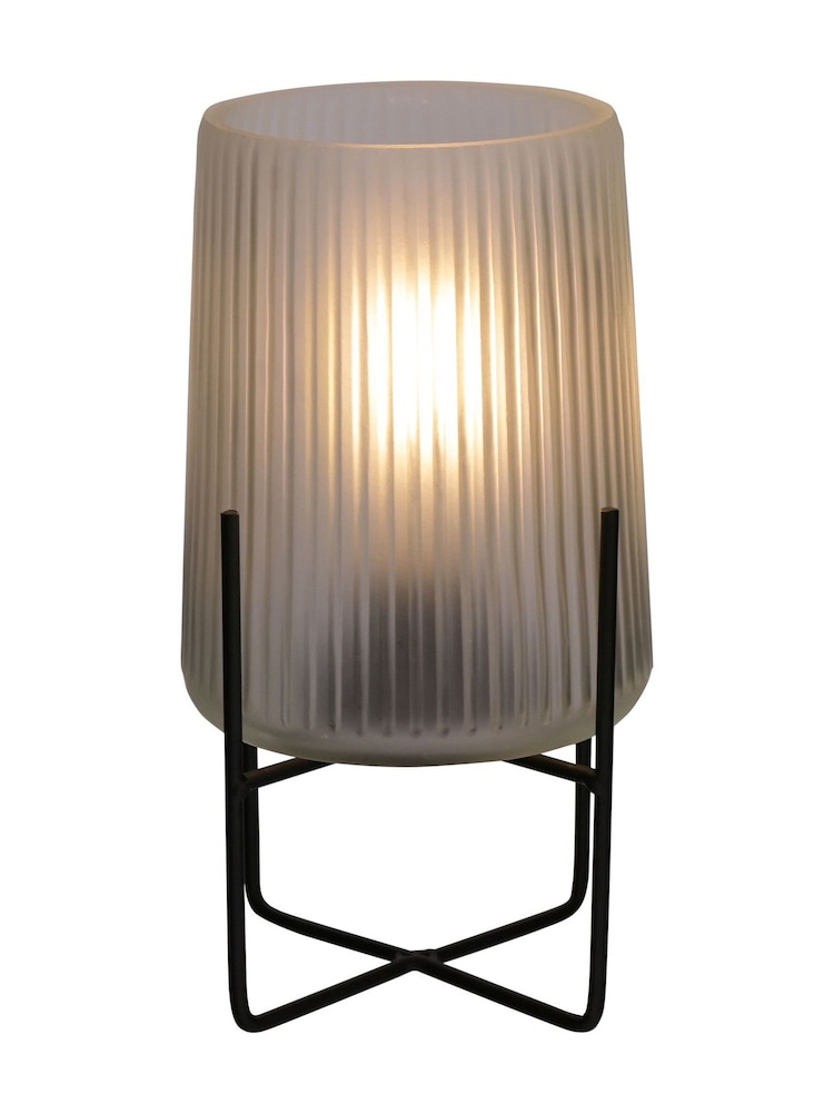 Widdop White Battery Operated Glass Lamp - Image 1 of 3 Widdop White Battery Operated Glass Lamp - Image 1 of 3