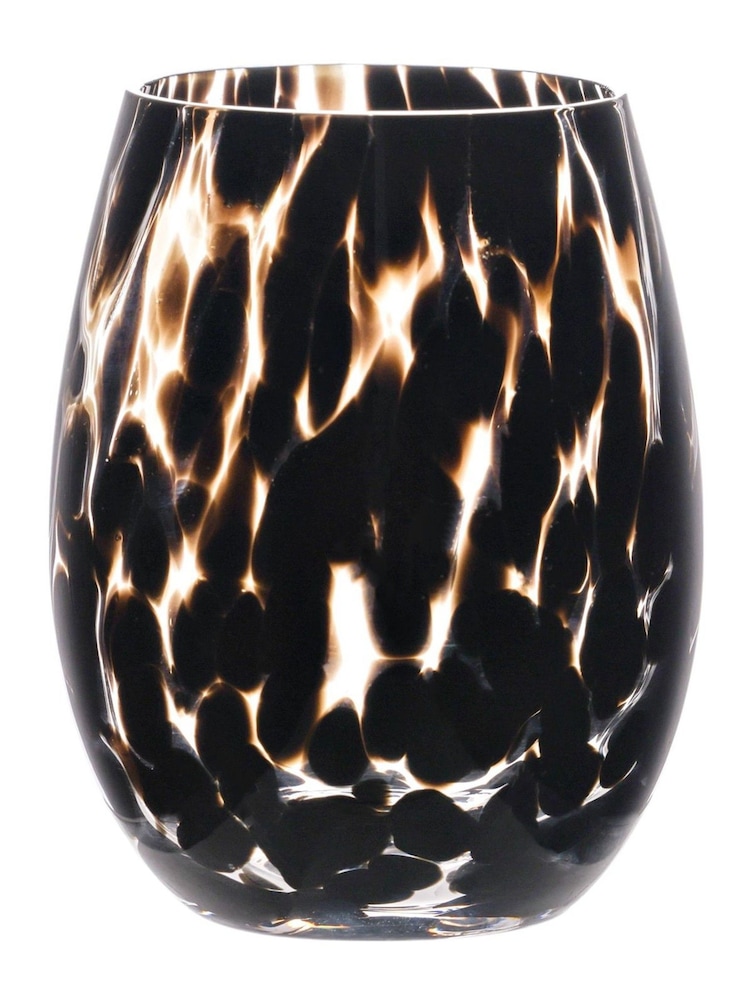 Widdop Set of 2 Black Tortoise Shell Effect Tumbler Glasses - Image 2 of 2