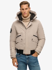 Superdry Deep Beige Slub City Padded Bomber Jacket - Image 1 of 5