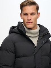 Superdry Black Hooded Longline Puffer Coat - Image 4 of 6