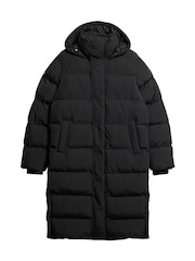 Superdry Black Hooded Longline Puffer Coat - Image 5 of 6