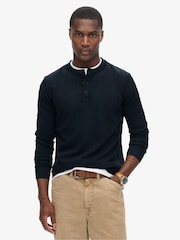 Blau - Superdry, Grandad, strukturiertes Vintage-Oberteil aus 100 % Baumwolle - Bild 1 von 5