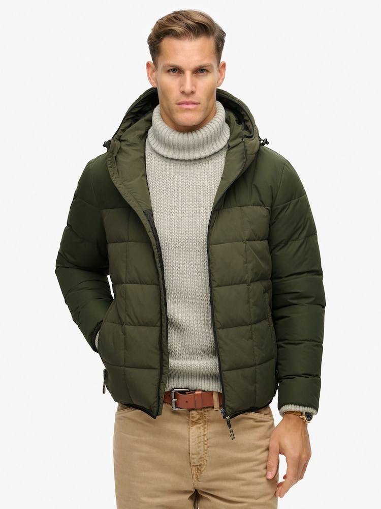 Superdry Olive Green Expedition Hooded Puffer Jacket - Image 1 of 6