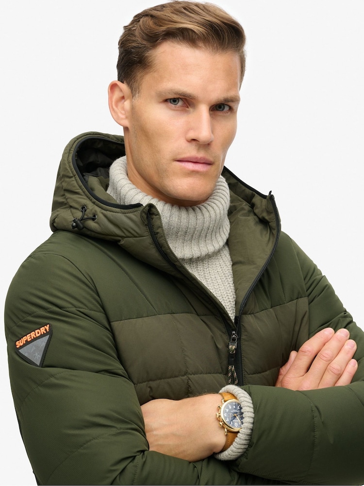 Superdry Olive Green Expedition Hooded Puffer Jacket - Image 4 of 6