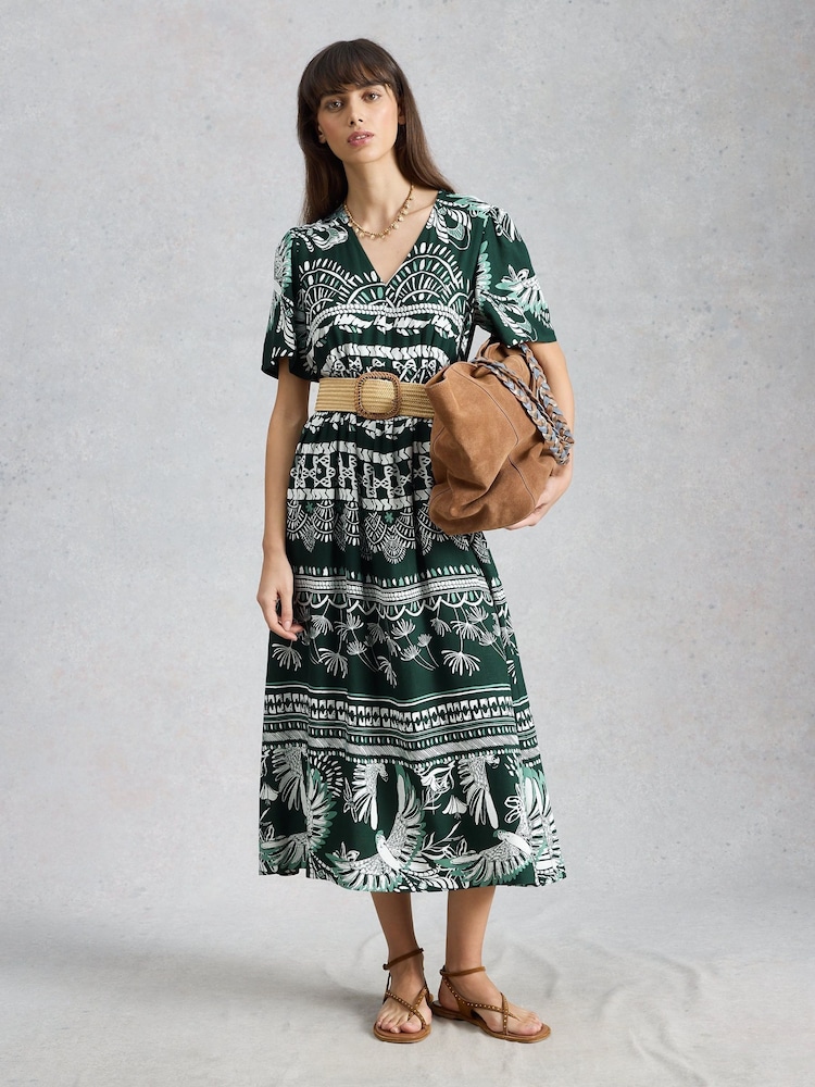 White Stuff Green Lucy Midi Dress - Image 1 of 6