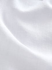 White Sleeveless Ruched Side Linen Blend Shirt - Image 6 of 6