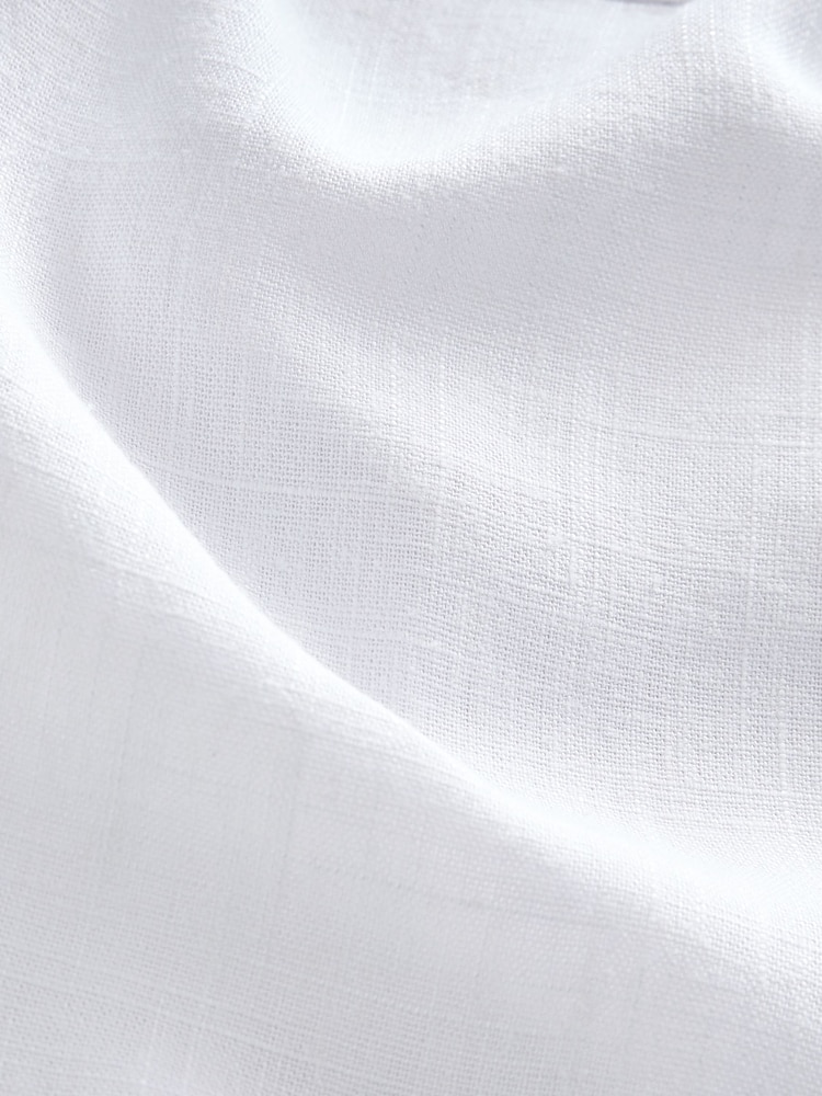 White Sleeveless Ruched Side Linen Blend Shirt - Image 6 of 6