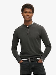 Schwarz - Superdry, Grandad, strukturiertes Vintage-Oberteil aus 100 % Baumwolle - Bild 2 von 5