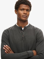 Schwarz - Superdry, Grandad, strukturiertes Vintage-Oberteil aus 100 % Baumwolle - Bild 3 von 5