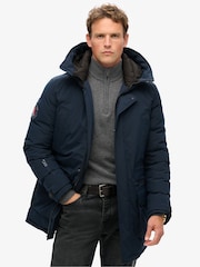 Superdry Eclipse Navy City Padded Parka Coat Hooded and Water-Repellent Jacket - Image 1 of 6