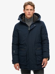 Superdry Eclipse Navy City Padded Parka Coat Hooded and Water-Repellent Jacket - Image 3 of 6