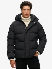 Superdry Black Hooded Puffer Jacket - Image 2 of 6