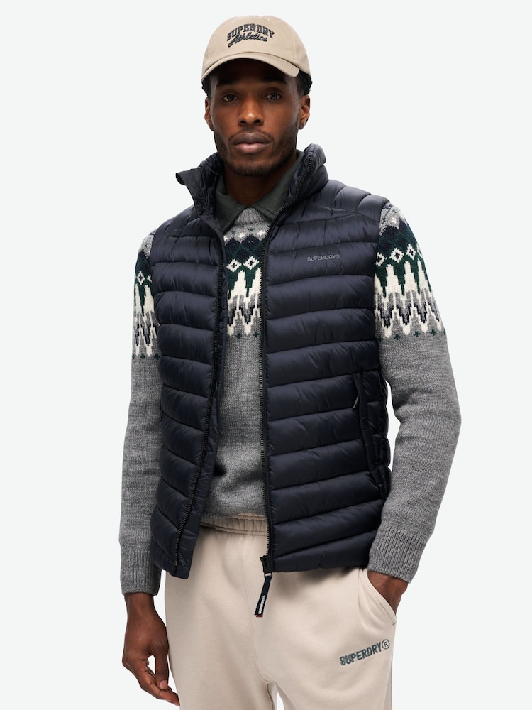 Eclipse-Marineblau - Superdry Fuji Sport Gepolstertes Gilet aus 100 % Baumwolle - Bild 1 von 6