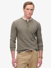 Superdry Brown 100% Cotton Vintage Textured Grandad Top - Image 1 of 5
