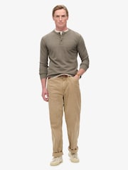 Superdry Brown 100% Cotton Vintage Textured Grandad Top - Image 2 of 5
