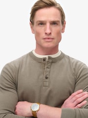 Superdry Brown 100% Cotton Vintage Textured Grandad Top - Image 3 of 5