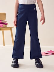 Navy Blue Regular Length Pull-On Cotton Rich Stretch Boot Cut School Trousers (3-16yrs) - Image 1 of 8