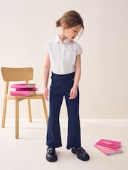 Navy Blue Regular Length Pull-On Cotton Rich Stretch Boot Cut School Trousers (3-16yrs) - Image 2 of 8