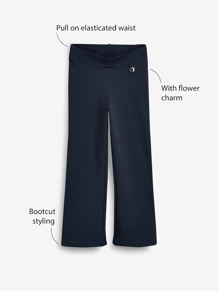 Donkerblauw - Schoolbroek met hoog aandeel katoen, stretchy, bootcut en elastische tailleband (3 - 16 jr) - Image 3 of 8