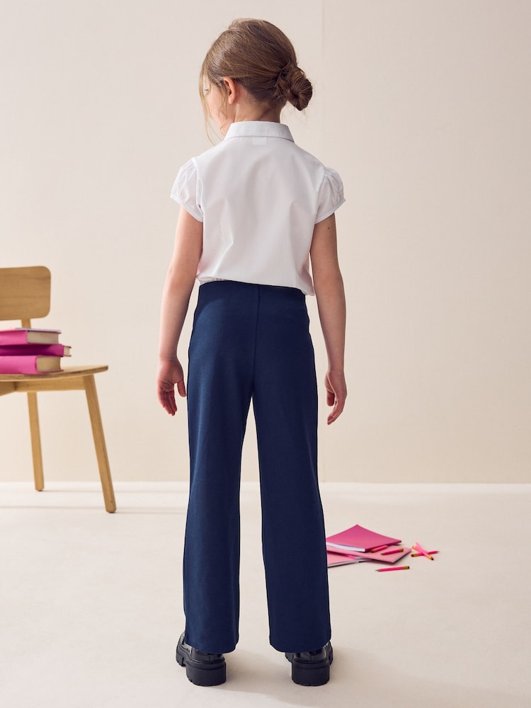 Donkerblauw - Schoolbroek met hoog aandeel katoen, stretchy, bootcut en elastische tailleband (3 - 16 jr) - Image 4 of 8