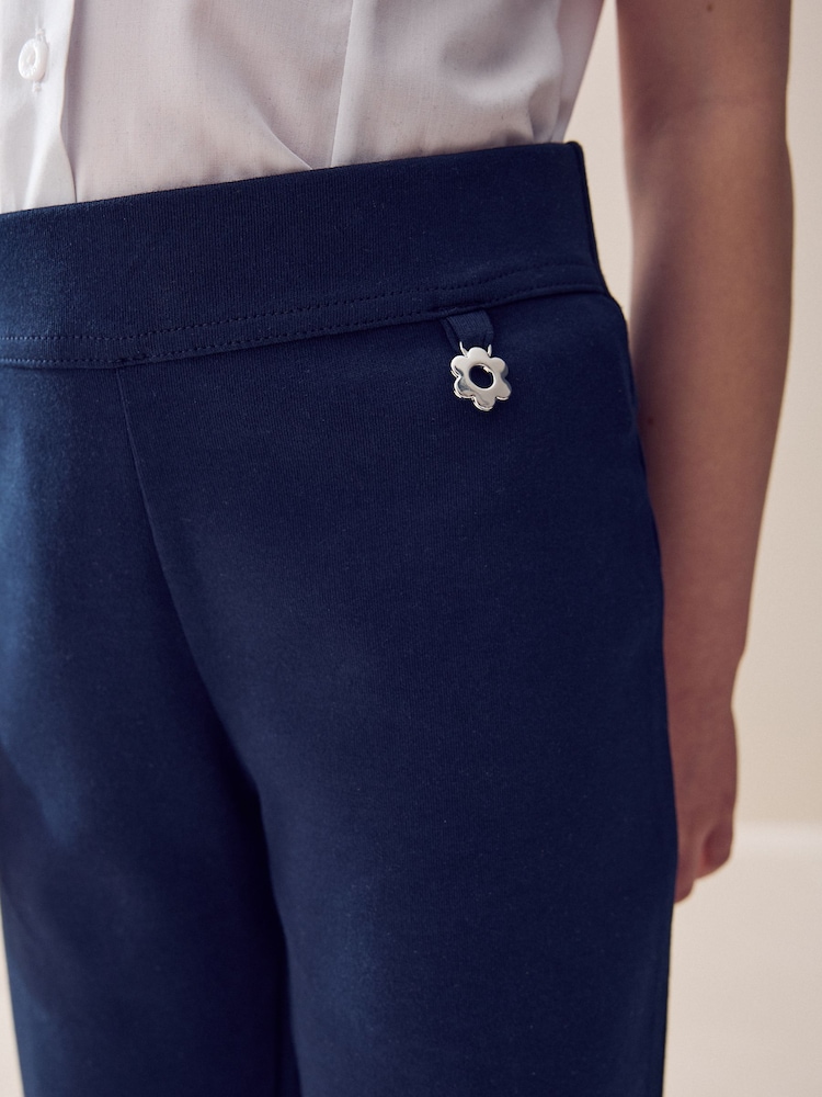 Donkerblauw - Schoolbroek met hoog aandeel katoen, stretchy, bootcut en elastische tailleband (3 - 16 jr) - Image 5 of 8
