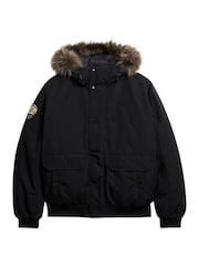 Superdry Jet Black Everest Faux Fur Bomber Coat Jacket - Image 5 of 6