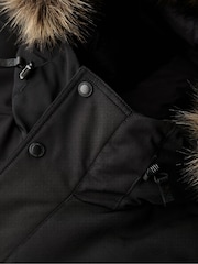Superdry Jet Black Everest Faux Fur Bomber Coat Jacket - Image 6 of 6