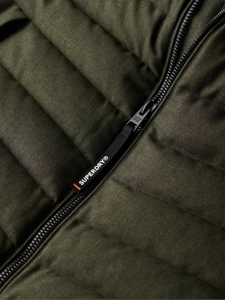 Superdry Khaki Green Marl 100% Cotton Tweed Fuji Gilet - Image 6 of 6