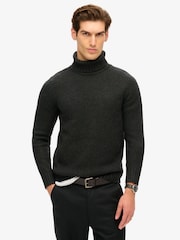 Verwaschenes Schwarz - Superdry Gebürsteter Pullover mit Rollkragen - Bild 1 von 5