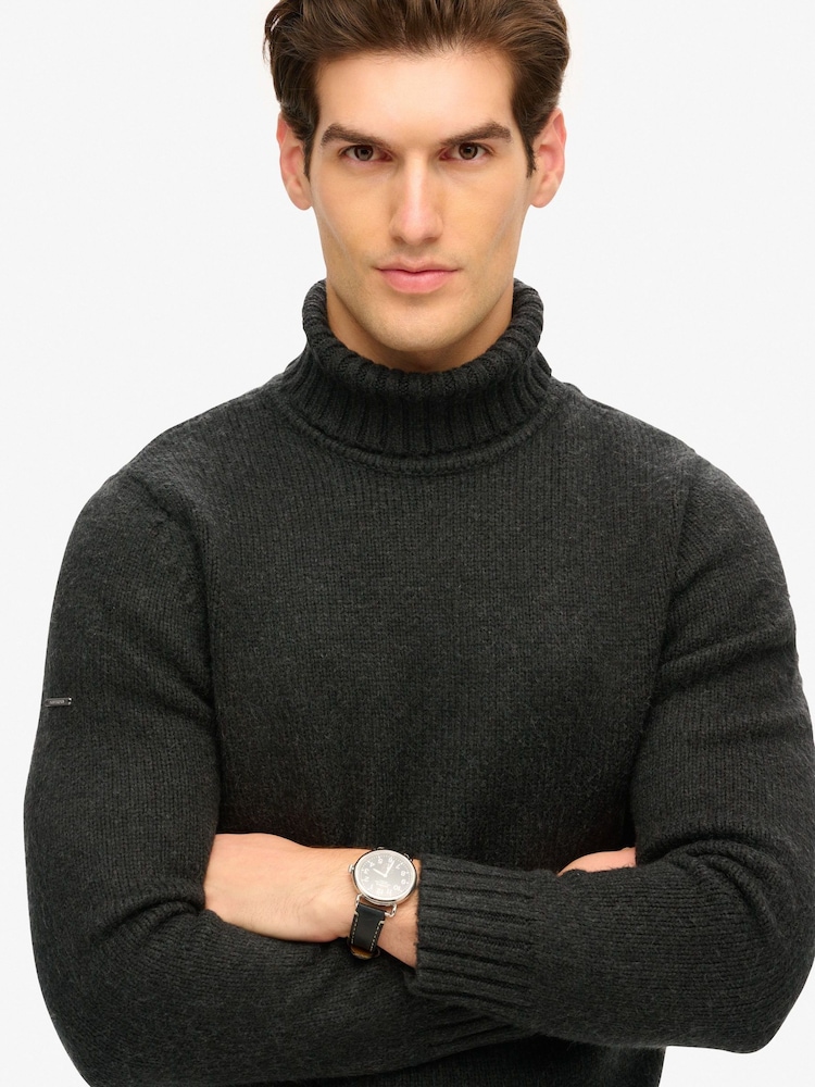 Verwaschenes Schwarz - Superdry Gebürsteter Pullover mit Rollkragen - Bild 2 von 5