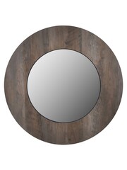 Pacific Brown Wood Veneer Round Wall Mirror - Image 2 of 7