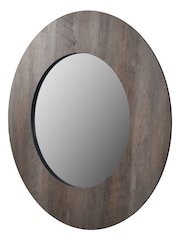 Pacific Brown Wood Veneer Round Wall Mirror - Image 3 of 7