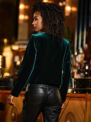 Sosandar Green Velvet Collarless Jacket - Image 4 of 5
