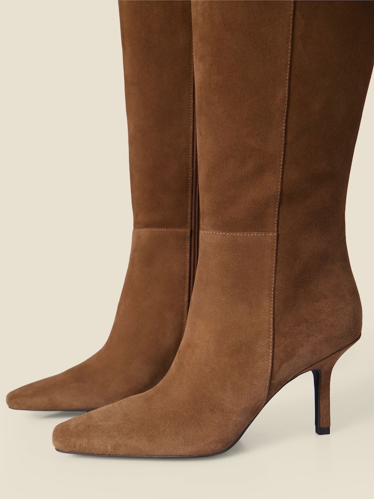 Sosandar Suede Stiletto Heel Knee High Boots - 5суретінің 5 суреті Sosandar Suede Stiletto Heel Knee High Boots - 5суретінің 5 суреті
