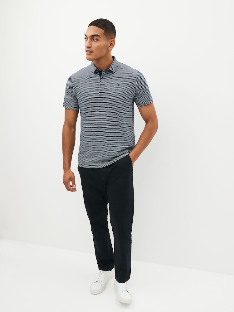 Navy Blue Stripe/Burgundy Red/Grey Regular Fit Short Sleeve Jersey Polo Shirts 3 Pack - Image 3 of 13
