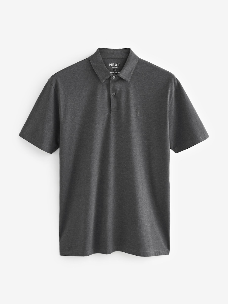 Navy Blue Stripe/Burgundy Red/Grey Regular Fit Short Sleeve Jersey Polo Shirts 3 Pack - Image 9 of 13