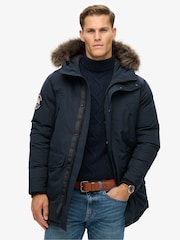 Superdry Eclipse Navy Everest Faux Fur Parka Coat Jacket - Image 1 of 9