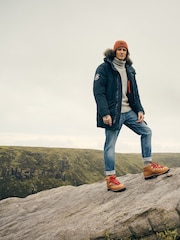 Superdry Eclipse Navy Everest Faux Fur Parka Coat Jacket - Image 2 of 9