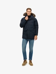 Superdry Eclipse Navy Everest Faux Fur Parka Coat Jacket - Image 5 of 9