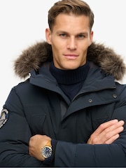 Superdry Eclipse Navy Everest Faux Fur Parka Coat Jacket - Image 7 of 9