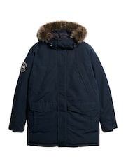 Superdry Eclipse Navy Everest Faux Fur Parka Coat Jacket - Image 8 of 9