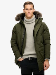 Superdry Army Khaki Green Everest Faux Fur Parka Coat Jacket - Image 1 of 5