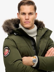 Superdry Army Khaki Green Everest Faux Fur Parka Coat Jacket - Image 3 of 5