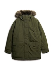Superdry Army Khaki Green Everest Faux Fur Parka Coat Jacket - Image 4 of 5