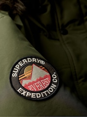 Superdry Army Khaki Green Everest Faux Fur Parka Coat Jacket - Image 5 of 5