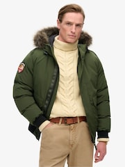 Superdry Army Green Everest Faux Fur Bomber Coat Jacket - Image 1 of 6